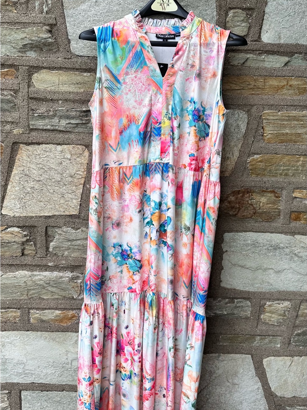 Tolani Multicolor Watercolor Floral Blouse